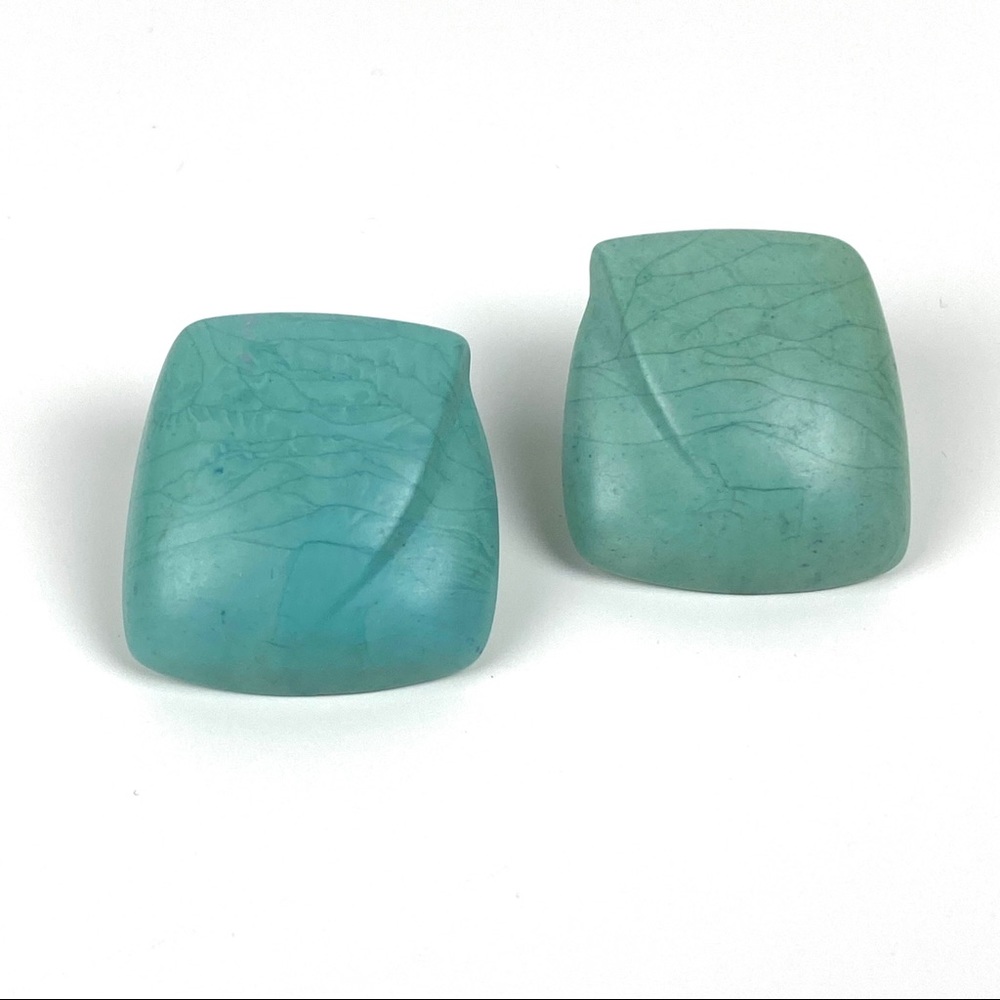 Vintage Tealy Modern Crackled Earrings